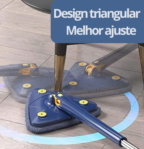 Esfregona triangular rotativa 360° com cabo longo em aço inoxidável