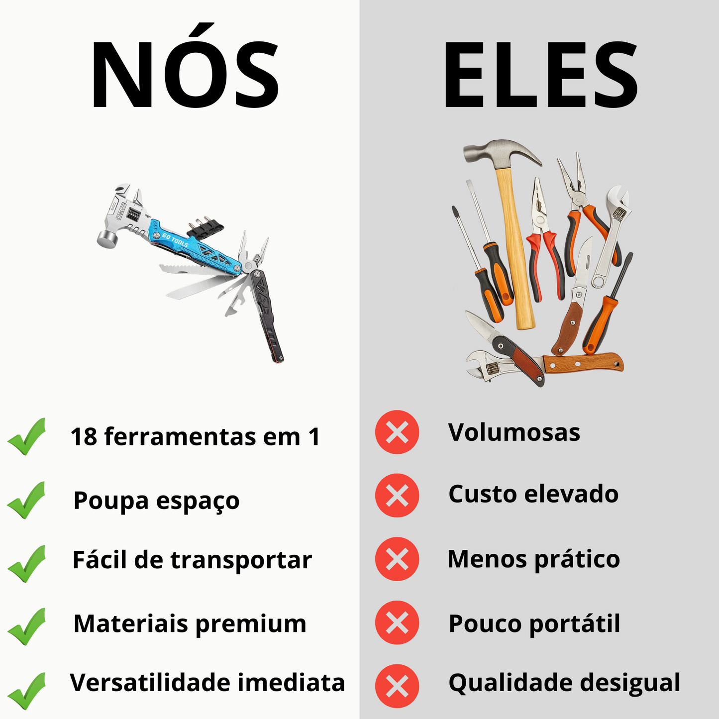 Chave multifuncional 18 em 1 com martelo 60Tools