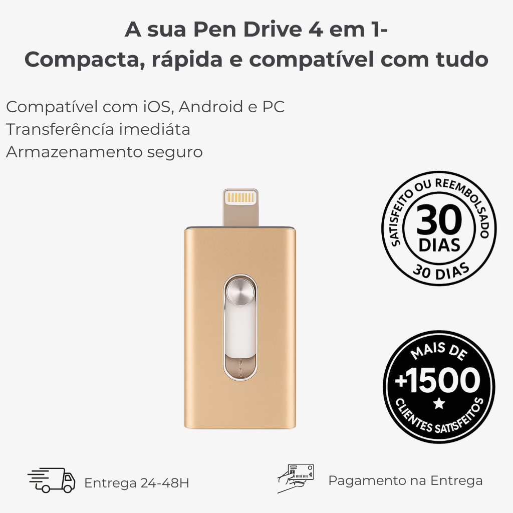 Pen Drive de Celular 4 em 1 - Multi Operacional